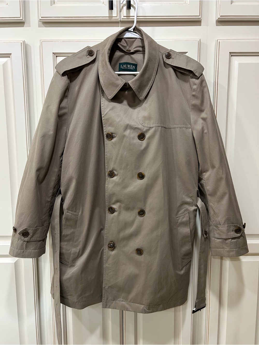 Ralph Lauren Taupe Double-Breasted Trench Coat